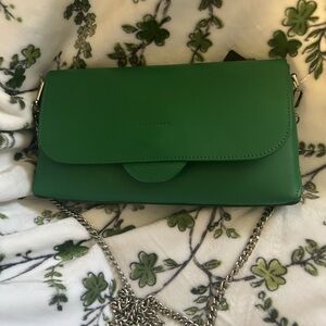 Falor Green Leather Chain Shoulder Bag